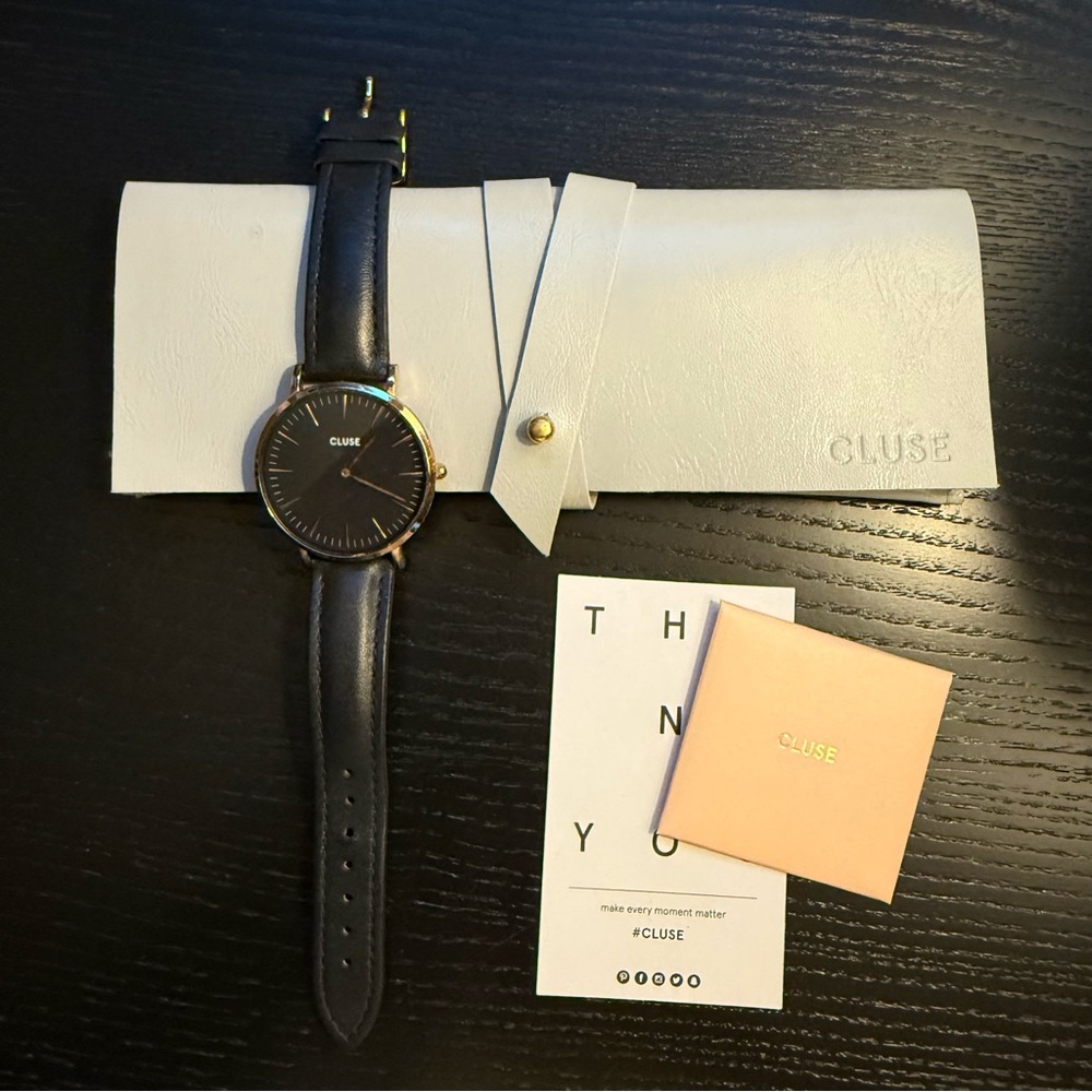 Cluse Black and Rose Gold Watch